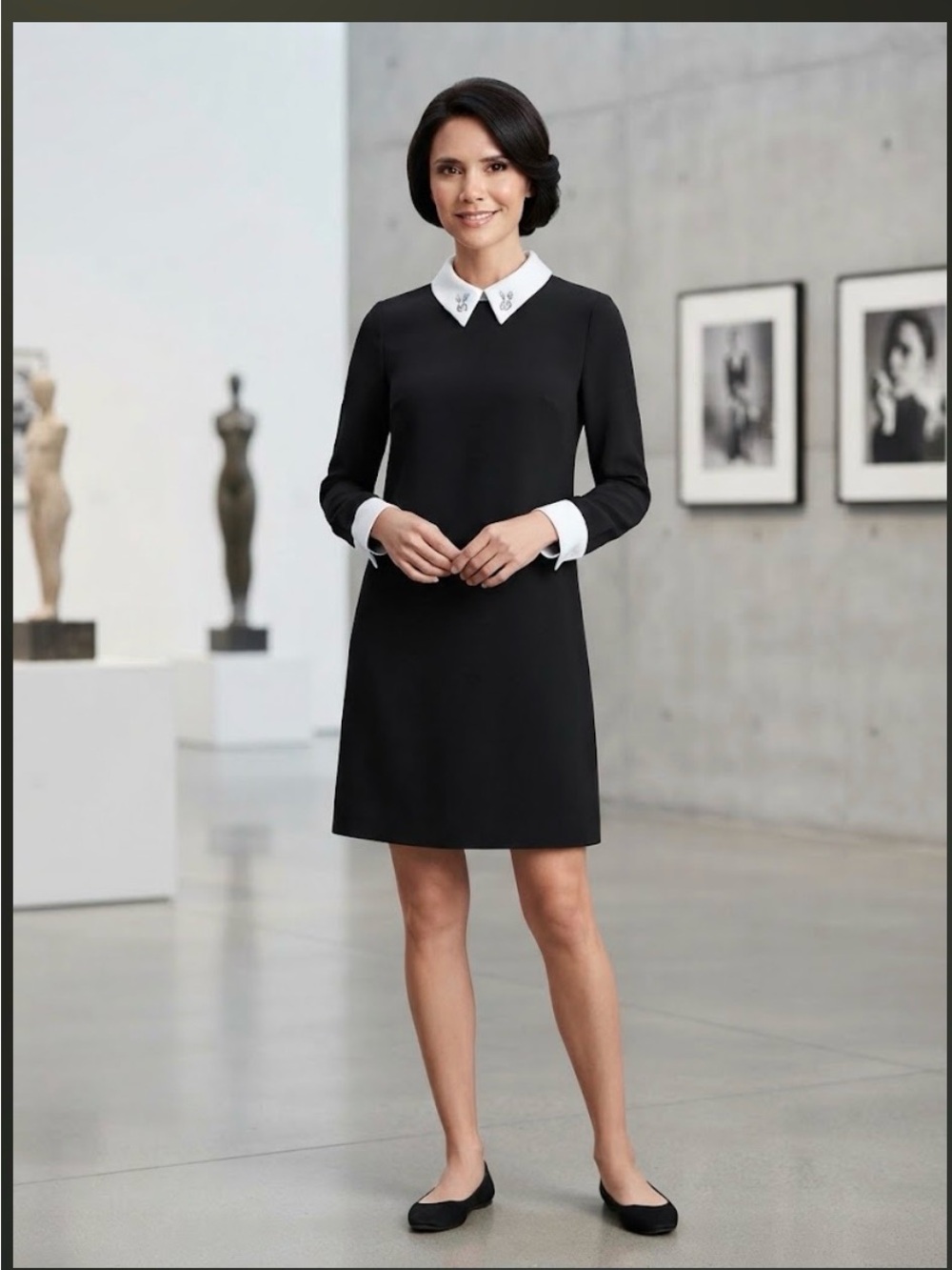 Victoria Beckham for Target Black Dress-Style Top with White Peter Pan Collar